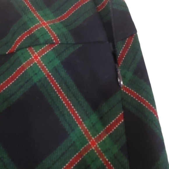 Talbots Women's Tartan Plaid Mini Skirt Sz 12 Wool Blend A Line Navy Green - Picture 5 of 7
